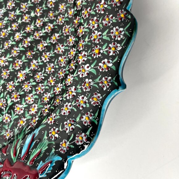 Decorative 12.5" Wall Hanging Plate Life Tree Pattern Turkish Ceramic Hand Paint - Picture 4 of 16